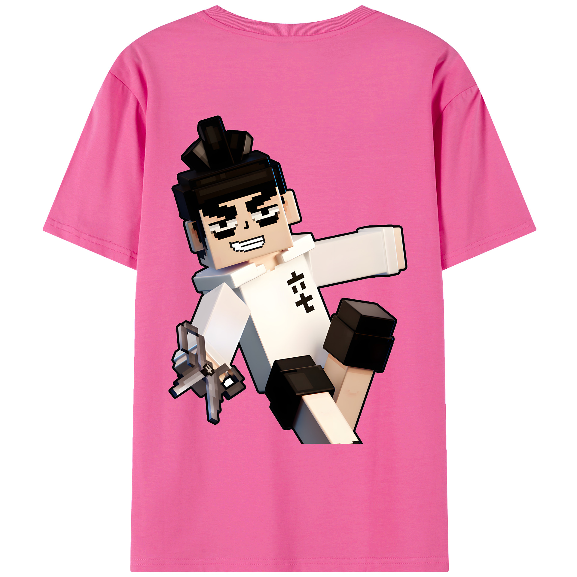 （画像用） マインクラフト ブロックの世界 Minecraft MC Block world レディース半袖Tシャツ(バックプリント)